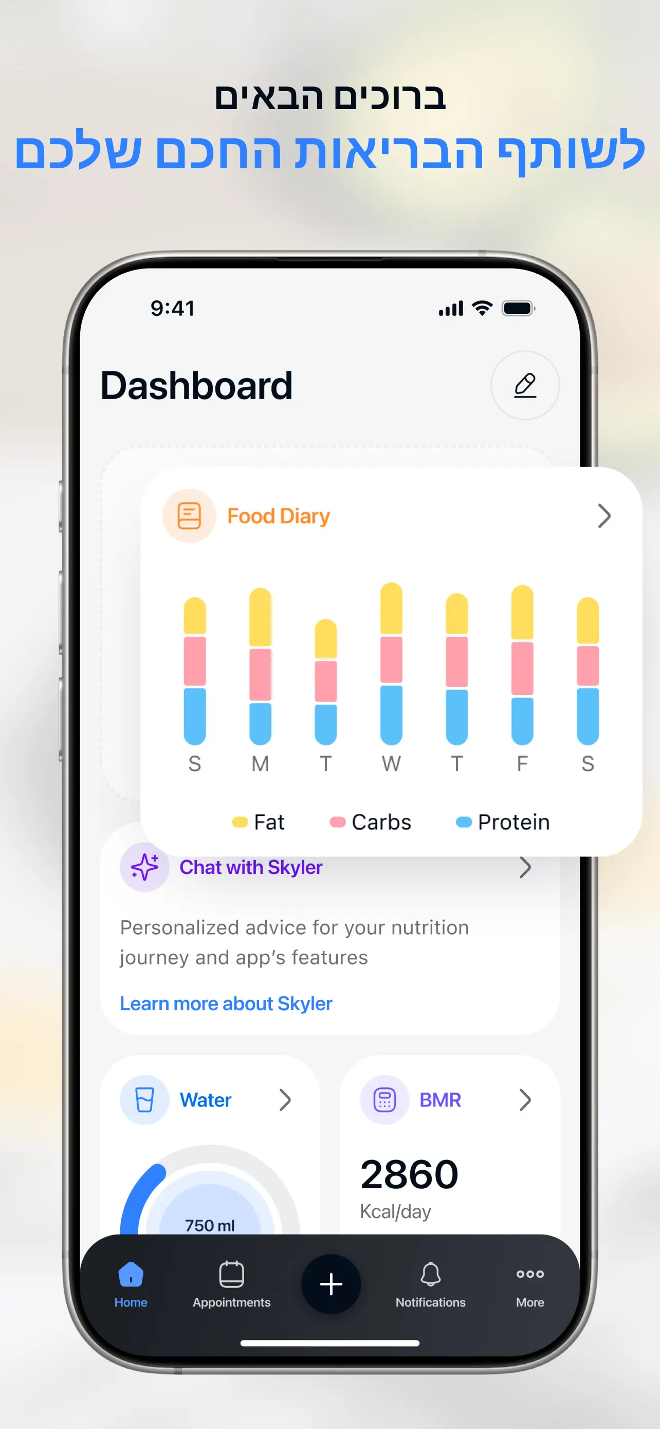 מסך הבית של SmartEat